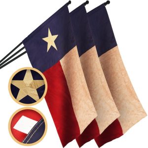 G128 3 Pack: Texas Tea-Stained Flag | 2.5x4 Ft | ToughWeave Pro Series Pole Sleeve Embroidered 420D Polyester | Embroidered Design, Indoor/Outdoor, High Quality, NO Flagpole Included