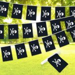 G128 Pirate (Jolly Roger) - Bones Bunting Banner | Flag 8.2 x 5.5 Inch, Full String 33 Feet | Printed 150D Polyester, Decorations For Bar and Festival Events Celebration