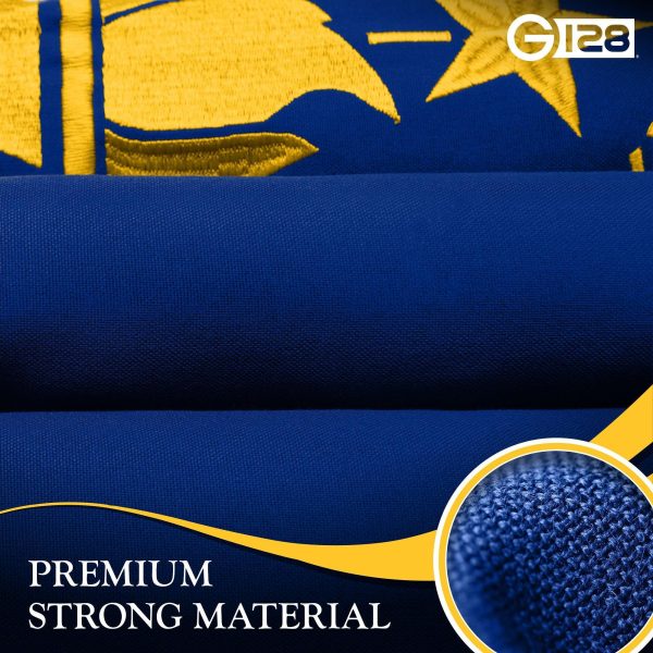 G128 2 Pack: Indiana IN State Flag | 1x1.5 Ft | StormFlyer Series Embroidered 220GSM Spun Polyester | Embroidered Design, Indoor/Outdoor, Brass Grommets, Heavy Duty, All Weather - Image 6