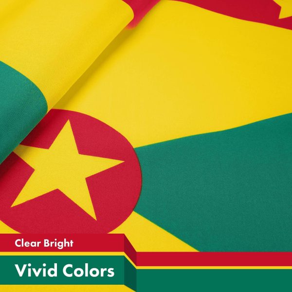G128 10 Pack: Grenada Grenadian Flag | 3x5 Ft | LiteWeave Pro Series Printed 150D Polyester | Country Flag, Indoor/Outdoor, Vibrant Colors, Brass Grommets, Thicker and More Durable Than 100D 75D Poly - Image 3