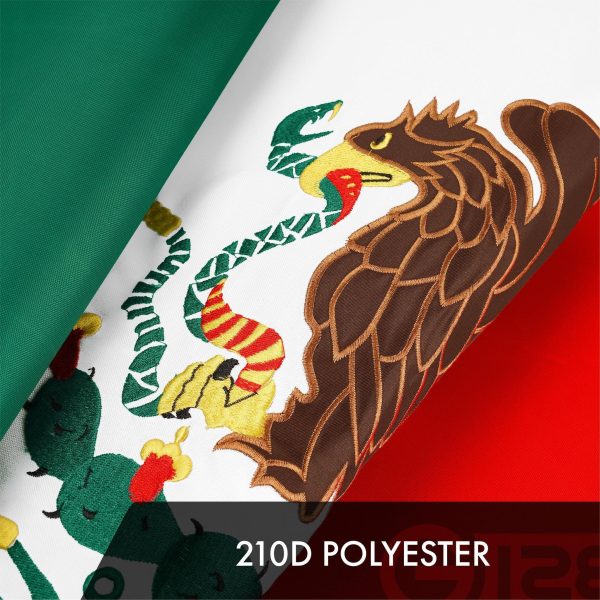 G128 3 Pack: Mexico Mexican Flag | 3x5 Ft | ToughWeave Series Embroidered 300D Polyester | Country Flag, Embroidered Design, Indoor/Outdoor, Brass Grommets - Image 4