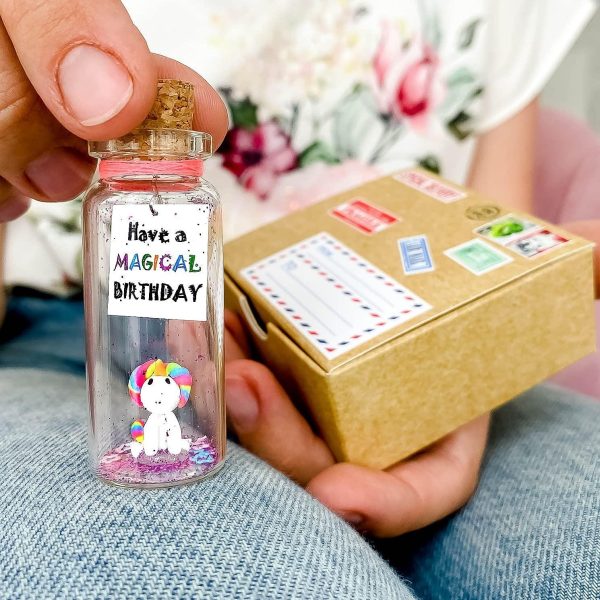 Unique Birthday Gifts for Him and Her   Cute and Funny Bday Presents for Men and Women   Gift for Mom Dad Family (Rainbow Unicorn   Have a Magical Birthday Message Bottle in Craft Gift Box) - Image 3