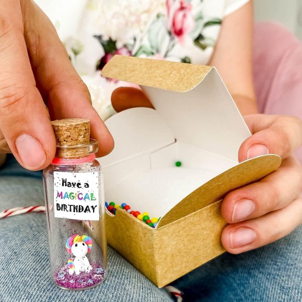 Unique Birthday Gifts for Him and Her   Cute and Funny Bday Presents for Men and Women   Gift for Mom Dad Family (Rainbow Unicorn   Have a Magical Birthday Message Bottle in Craft Gift Box) - Image 6
