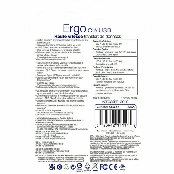 Verbatim 128GB Ergo USB 3.0 Flash Drive - Blue - Image 2