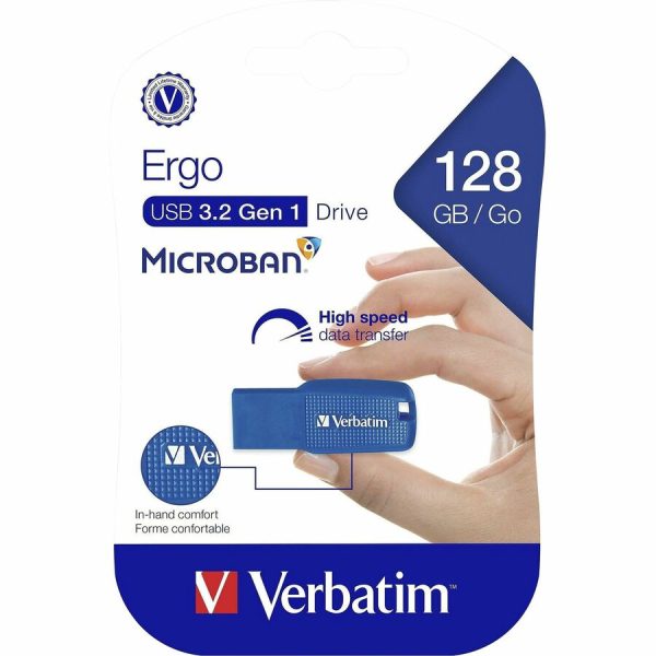 Verbatim 128GB Ergo USB 3.0 Flash Drive - Blue - Image 3