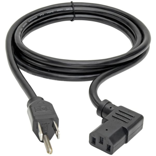 Eaton Tripp Lite Series Computer Power Cord, NEMA 5-15P to Right-Angle C13 - 10A, 125V, 18 AWG, 6 ft. (1.83 m), Black - Image 2