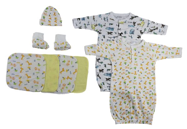 Gowns, Cap Booties And Washcloths - 8 Pc Set Cs_0024