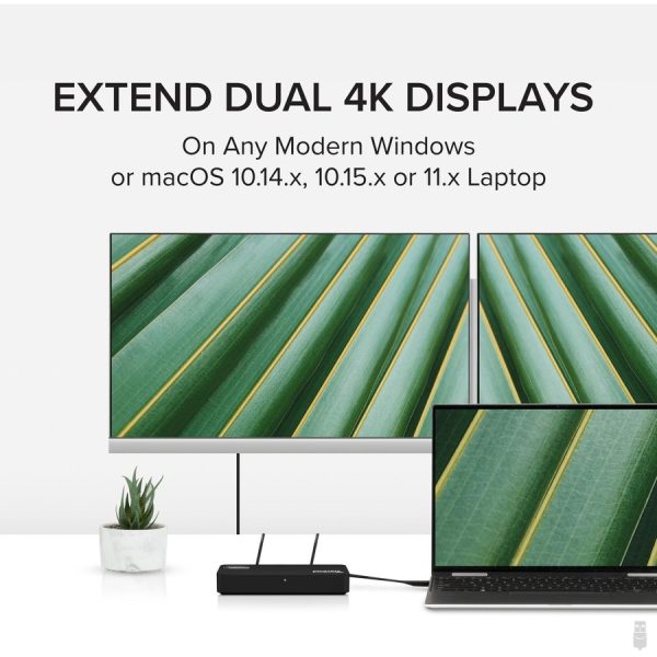 Plugable 4K DisplayPort and HDMI Dual Monitor Adapter with Ethernet for USB 3.0 and USB-C - Image 2