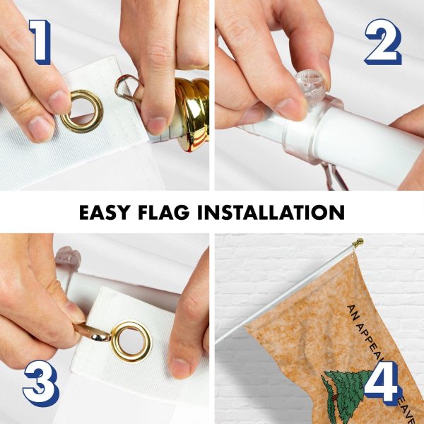 G128 Combo Pack: 6 Ft Tangle Free Aluminum Spinning Flagpole (White) & An Appeal to Heaven Tea-Stained Flag 3x5 Ft, Double ToughWeave Pro Series DS Embroidered 420D Polyester | Pole with Flag Included - Image 7
