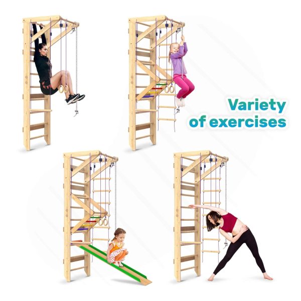 WEDANTA Wooden Swedish Ladder Wall Set – Kids Stall Bars for Exercise – Kids Swedish Gymnastic Wall Gym – Wood Stall Bar Gymnastics Playground – Best Gym for All Family - Image 6