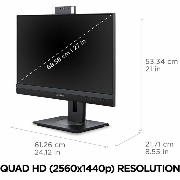 ViewSonic VG2757V-2K 27 Inch 1440p Video Conference Docking Monitor with Windows Hello Compatible IR Webcam, Advanced Ergonomics, and 90W USB C for Home and Office - Image 10