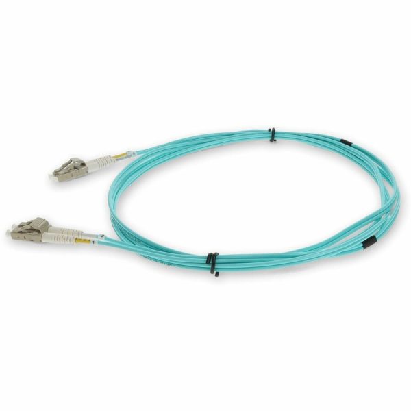 AddOn 1m HP AJ834A Compatible LC (Male) to LC (Male) Aqua OM3 Duplex Fiber OFNR (Riser-Rated) Patch Cable - Image 2