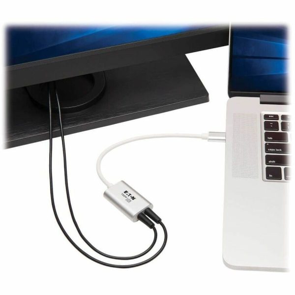 Eaton Tripp Lite Series 2-Port USB-C to 3.5 mm Stereo Audio Adapter - USB 2.0, Silver - Image 2