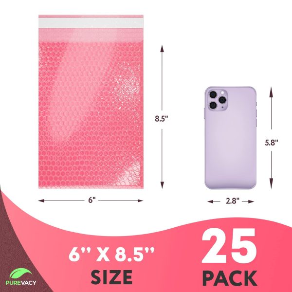 Anti Static Bubble Out Bags 6 x 8.5 Inch. Pack of 25 Pink Polyethylene Self Seal Bubble Pouches. Peel and Seal Bubble Pouch. Waterproof Light Bubble Bags for Packing Electronics Cosmetic - Image 2