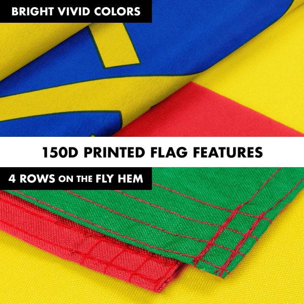 Flag Pole 6FT Silver Tangle Free & Ethiopia Ethiopian Flag 3x5 Ft Combo Printed 150D Polyester By G128 - Image 5