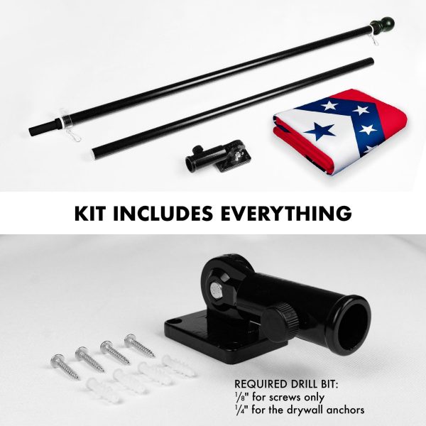 G128 Combo Pack: 6 Feet Tangle Free Spinning Flagpole (Black) Arkansas AR State Flag 3x5 ft Printed 150D Brass Grommets (Flag Included) Aluminum Flag Pole - Image 2