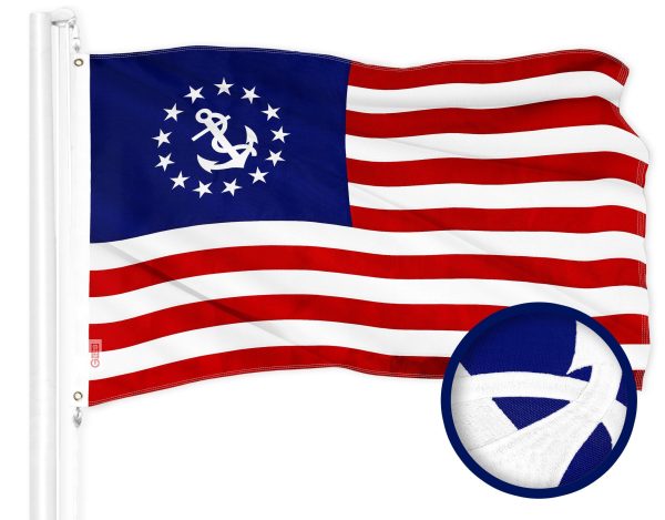 G128 Combo Pack: American USA Flag 3x5 Ft & American USA Yacht Ensign Flag 3x5 Ft | Both ToughWeave Series Embroidered 300D Polyester, Embroidered Design, Indoor/Outdoor, Brass Grommets - Image 2