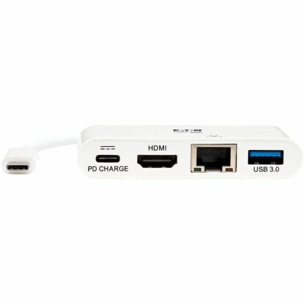 Eaton Tripp Lite Series USB-C Multiport Adapter - 4K HDMI, USB 3.x (5Gbps) Hub Port, GbE, 60W PD Charging, HDCP, White - Image 3