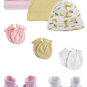 Baby Girl Infant Caps, Booties And Mittens (pack Of 8) Nc_0325