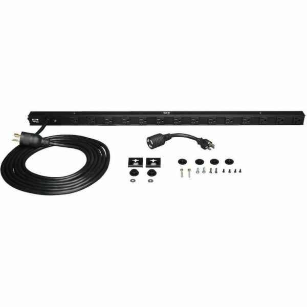 Eaton Tripp Lite Series 1.9kW Single-Phase 120V Basic PDU, 14 NEMA 5-15/20R Outlets, NEMA L5-20P Input with 5-20P Adapter, 15 ft. (4.57 m) Cord, 0U Vertical - Image 7