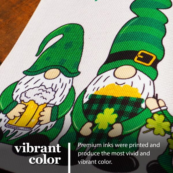 G128 Garden Flag Happy St. Patrick's Day Three Leprechaun Gnomes 12"x18" Burlap Fabric - Image 7