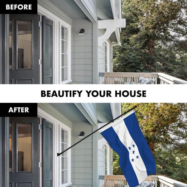 G128 Combo Pack: 6 Ft Tangle Free Spinning Flagpole (Black) & Honduras Flag 3x5 Ft Printed 150D Polyester, Brass Grommets (Flag Included) Aluminum Flag Pole - Image 3