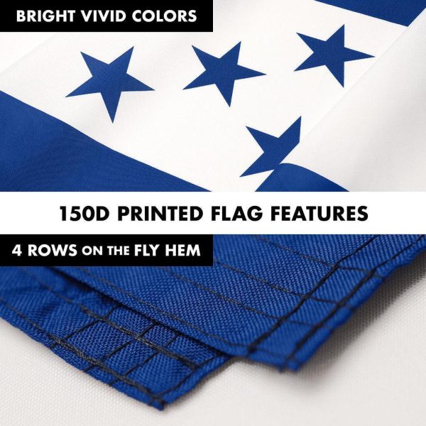 G128 Combo Pack: 6 Ft Tangle Free Spinning Flagpole (Black) & Honduras Flag 3x5 Ft Printed 150D Polyester, Brass Grommets (Flag Included) Aluminum Flag Pole - Image 5