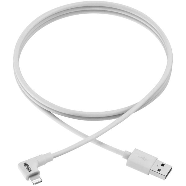Eaton Tripp Lite Series USB-A to Right-Angle Lightning Sync/Charge Cable, MFi Certified - White, M/M, USB 2.0, 6 ft. (1.83 m) - Image 2