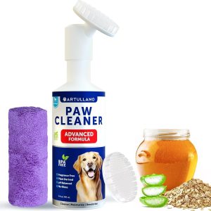 Paw Cleaner for Dogs   Silicone Brush and 5fl Oz No Rinse Foaming Cleanser   Fragrance Free pH Balanced Formula
