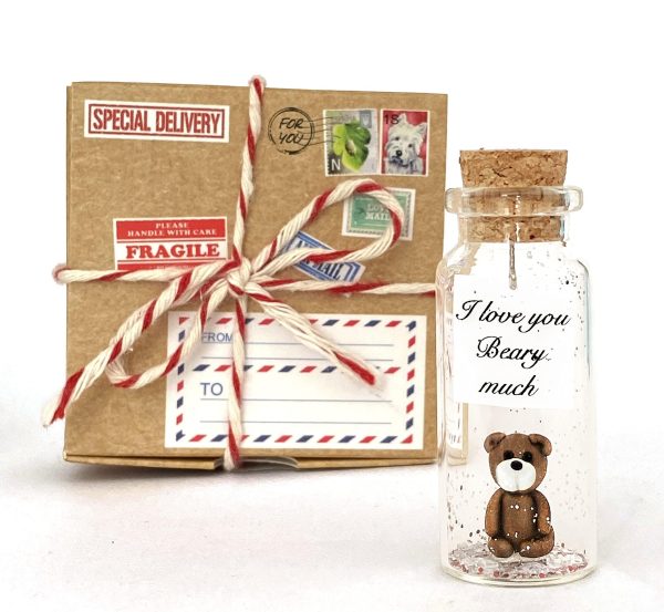 Cute and Kawaii Valentine's Day and Anniversary Presents   Personalized Love Gifts for Boyfriend Girlfriend (Brown Bear   I Love You Beary Much in Craft Gift Box)