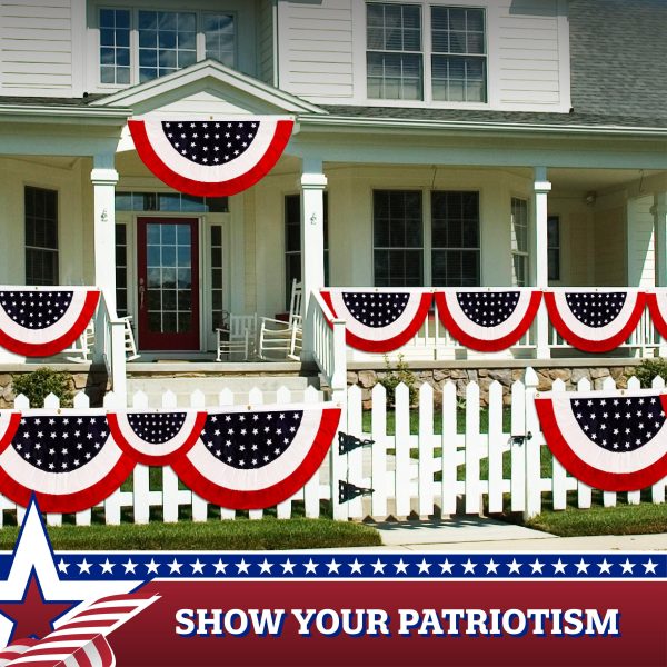 G128 - 3 Pack: USA Pleated Fan Flag 3x6FT Star Center Embroidered Polyester Stars and Stripes - Image 7