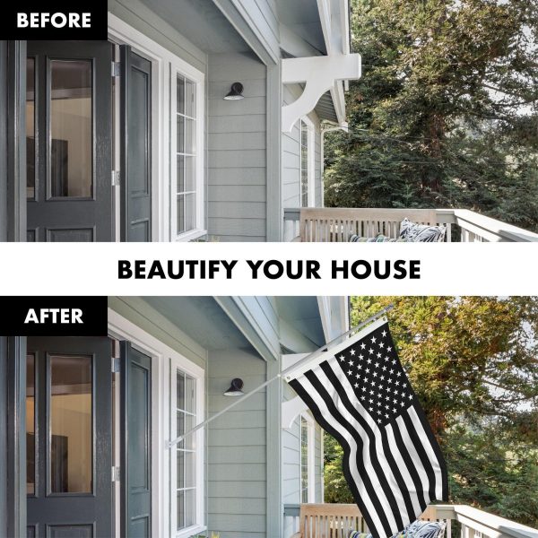 G128 Combo Pack: Flag Pole 6 FT Silver Tangle Free & USA America Black and White Flag 3x5 FT Brass Grommets Printed Polyester (Flag Included) Aluminum Flag Pole - Image 3