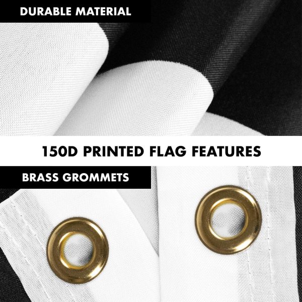 G128 Combo Pack: Flag Pole 6 FT Silver Tangle Free & USA America Black and White Flag 3x5 FT Brass Grommets Printed Polyester (Flag Included) Aluminum Flag Pole - Image 4