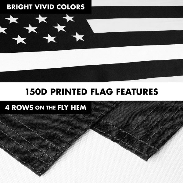G128 Combo Pack: Flag Pole 6 FT Silver Tangle Free & USA America Black and White Flag 3x5 FT Brass Grommets Printed Polyester (Flag Included) Aluminum Flag Pole - Image 5