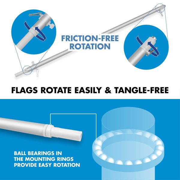 G128 Combo Pack: Flag Pole 6 FT Silver Tangle Free & USA America Black and White Flag 3x5 FT Brass Grommets Printed Polyester (Flag Included) Aluminum Flag Pole - Image 9