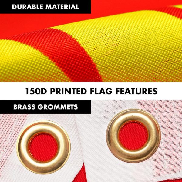 G128 Combo Pack: 6 Ft Tangle Free Spinning Flagpole (White) & Kyrgyzstan Flag 3x5 Ft Printed 150D Polyester, Brass Grommets (Flag Included) Aluminum Flag Pole - Image 4