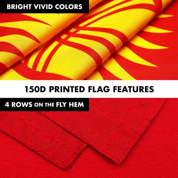 G128 Combo Pack: 6 Ft Tangle Free Spinning Flagpole (White) & Kyrgyzstan Flag 3x5 Ft Printed 150D Polyester, Brass Grommets (Flag Included) Aluminum Flag Pole - Image 5