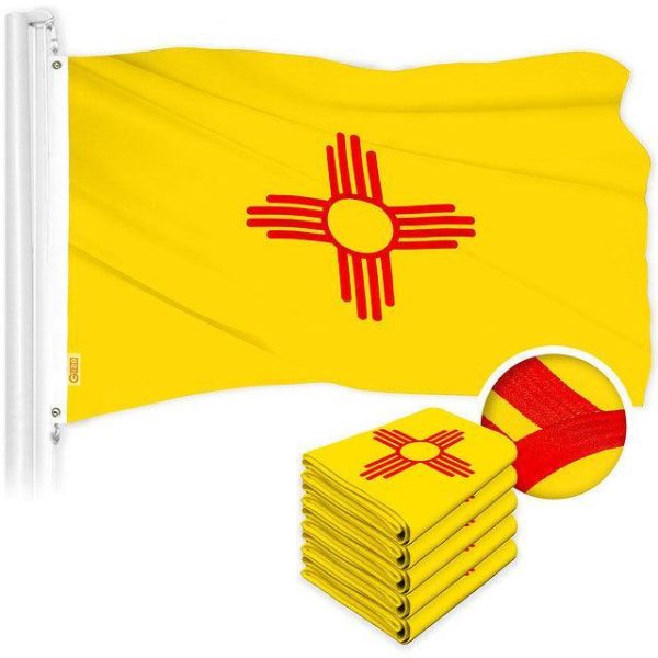 New Mexico NM State Flag 3x5 Ft 5-Pack Embroidered Polyester By G128