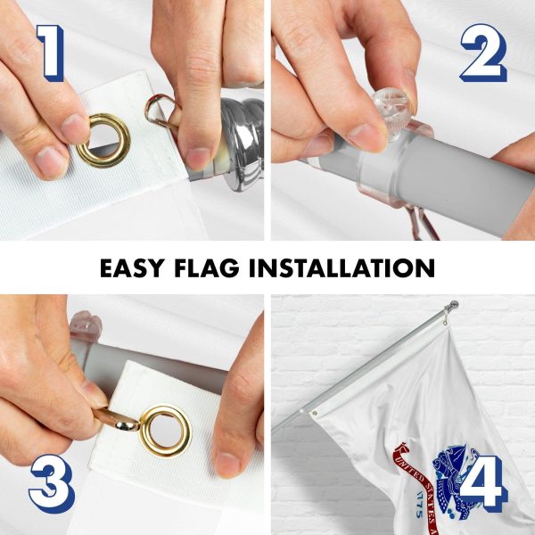 G128 - 6 Feet Tangle Free Spinning Flagpole (Silver) US Army Double Sided Brass Grommets Embroidered 3x5 ft (Flag Included) Aluminum Flag Pole - Image 7