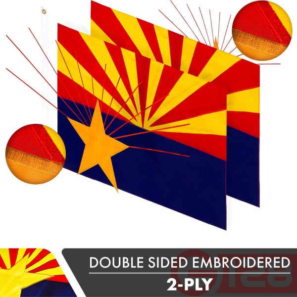 Arizona AZ State Flag 3x5 Ft 3-Pack Double-sided Embroidered Polyester By G128 - Image 2