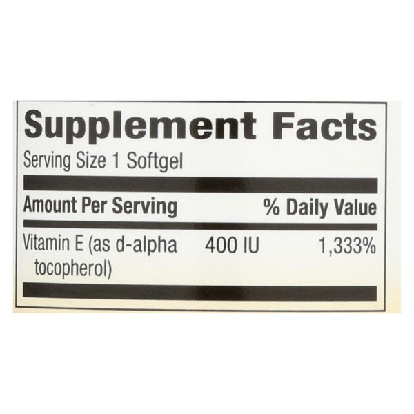 Nature's Way - Vitamin E - 400 IU - d-Alpha Tocopherol- 100 Softgels - Image 2