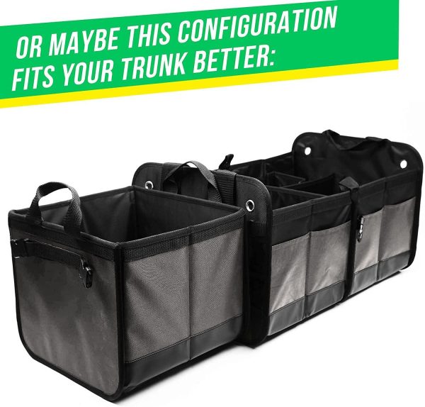3 Compartment Separable Collapsible Car Trunk Storage Organizer for SUV Minivan Truck Sedan   XL Two Shades of Gray - Image 5