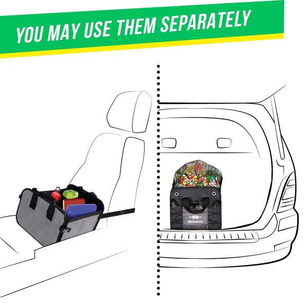 3 Compartment Separable Collapsible Car Trunk Storage Organizer for SUV Minivan Truck Sedan   XL Two Shades of Gray - Image 6