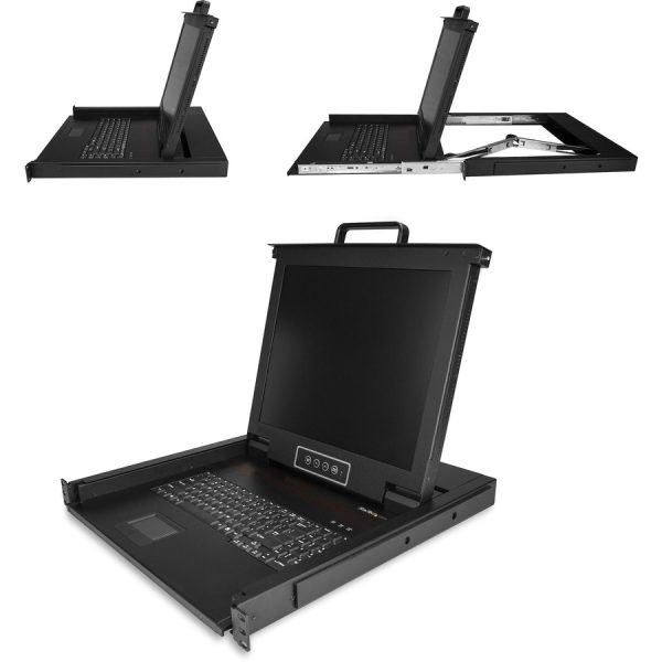 StarTech.com Rackmount KVM Console - 1U 17" LCD Monitor Single Port VGA KVM Server Rack Drawer includes Cables & Hardware - USB Support - Image 2
