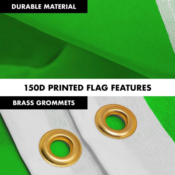 G128 Combo Pack: 5 Ft Tangle Free Aluminum Spinning Flagpole (Silver) & Solid Lime Green Color Flag 2.5x4 Ft, LiteWeave Pro Series Printed 150D Polyester | Pole with Flag Included - Image 4