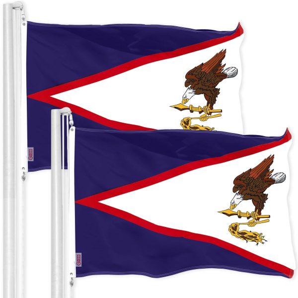 G128 2 Pack: American Samoa Flag | 3x5 Ft | Printed 150D Polyester - Indoor/Outdoor, Vibrant Colors, Brass Grommets, Quality Polyester, Much Thicker More Durable Than 100D 75D Polyester