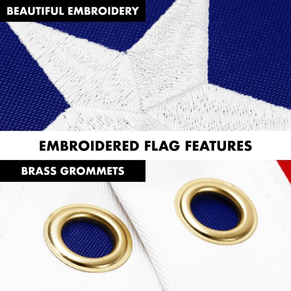 G128 Combo Pack: 5 Ft Tangle Free Aluminum Spinning Flagpole (White) & Betsy Ross Flag 2.5x4 Ft, ToughWeave Series Embroidered 300D Polyester | Pole with Flag Included - Image 4
