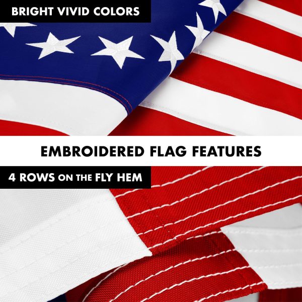 G128 Combo Pack: 5 Ft Tangle Free Aluminum Spinning Flagpole (White) & Betsy Ross Flag 2.5x4 Ft, ToughWeave Series Embroidered 300D Polyester | Pole with Flag Included - Image 5