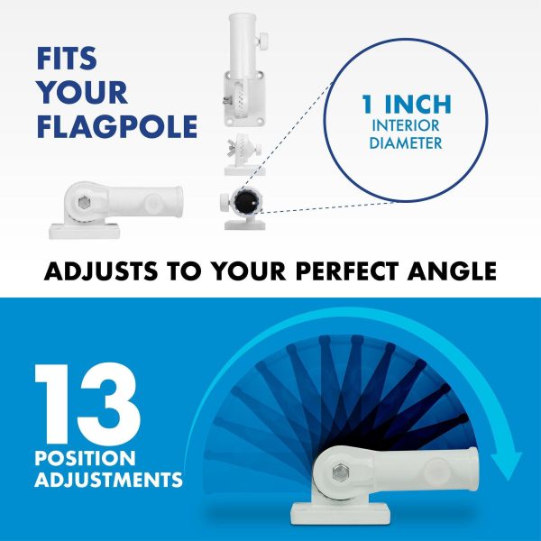 G128 Combo Pack: 5 Ft Tangle Free Aluminum Spinning Flagpole (White) & Betsy Ross Flag 2.5x4 Ft, ToughWeave Series Embroidered 300D Polyester | Pole with Flag Included - Image 8