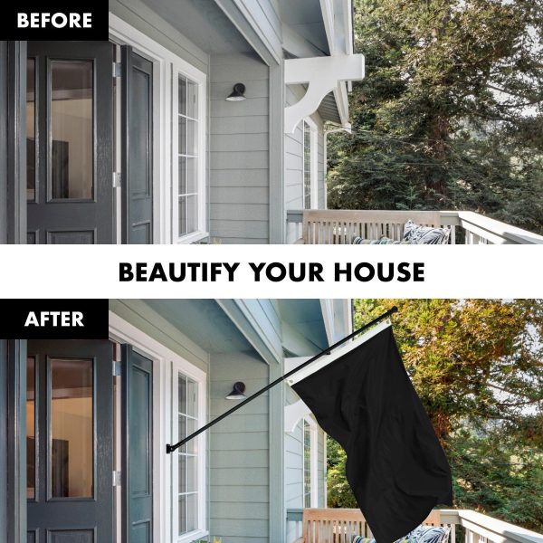 G128 Combo Pack: 6 Feet Tangle Free Spinning Flagpole (Black) Solid Black Flag 3x5 ft Printed 150D Brass Grommets (Flag Included) Aluminum Flag Pole - Image 3